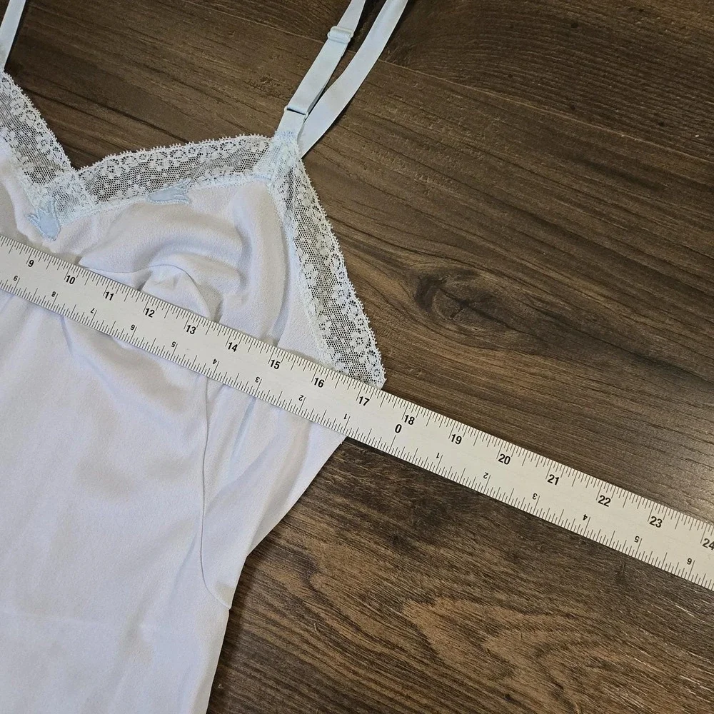 Vintage Sears Nightgown Size 38 Sheer Baby Blue‎ Tricot Chiffon Lace 50s 60s